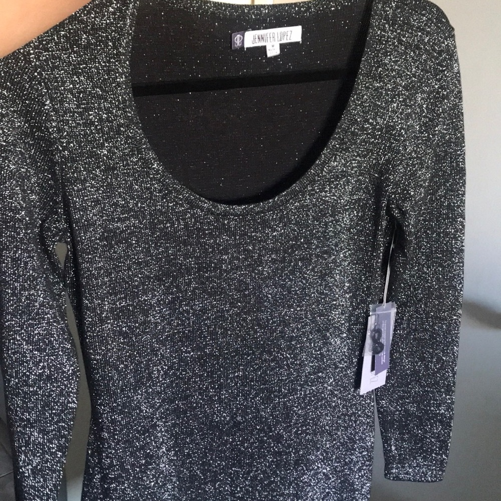 New Jennifer Lopez black Sweater dress with silver